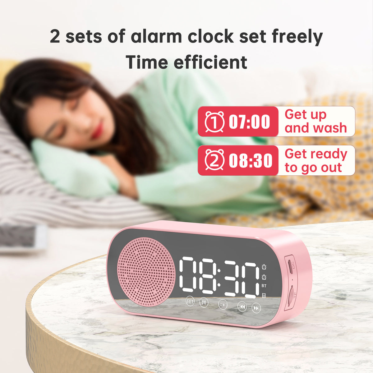 Intelligent Bluetooth Speaker Bluetooth Audio Gift Alarm Clock Mirror Clock Audio Small Speaker