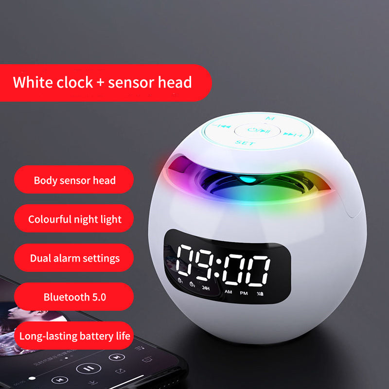 Clock Colorful Bluetooth Speaker Mini Portable Home Ball Plug in Card Small Steel Gun Computer Audio