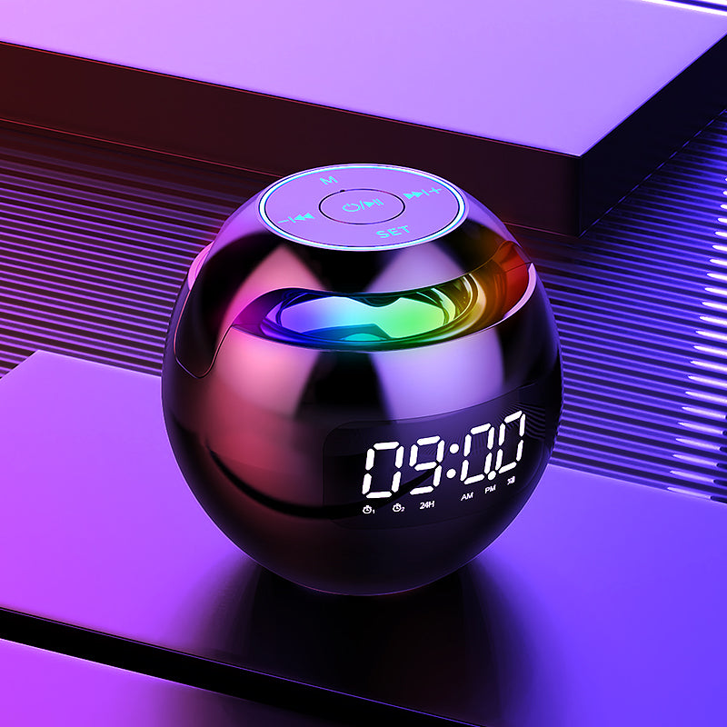 Clock Colorful Bluetooth Speaker Mini Portable Home Ball Plug in Card Small Steel Gun Computer Audio