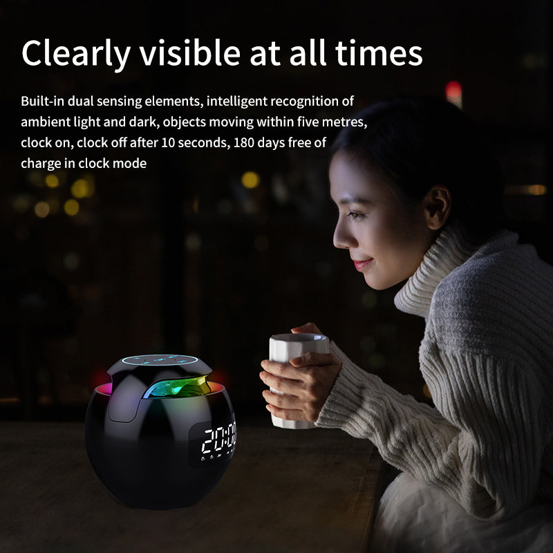 Clock Colorful Bluetooth Speaker Mini Portable Home Ball Plug in Card Small Steel Gun Computer Audio