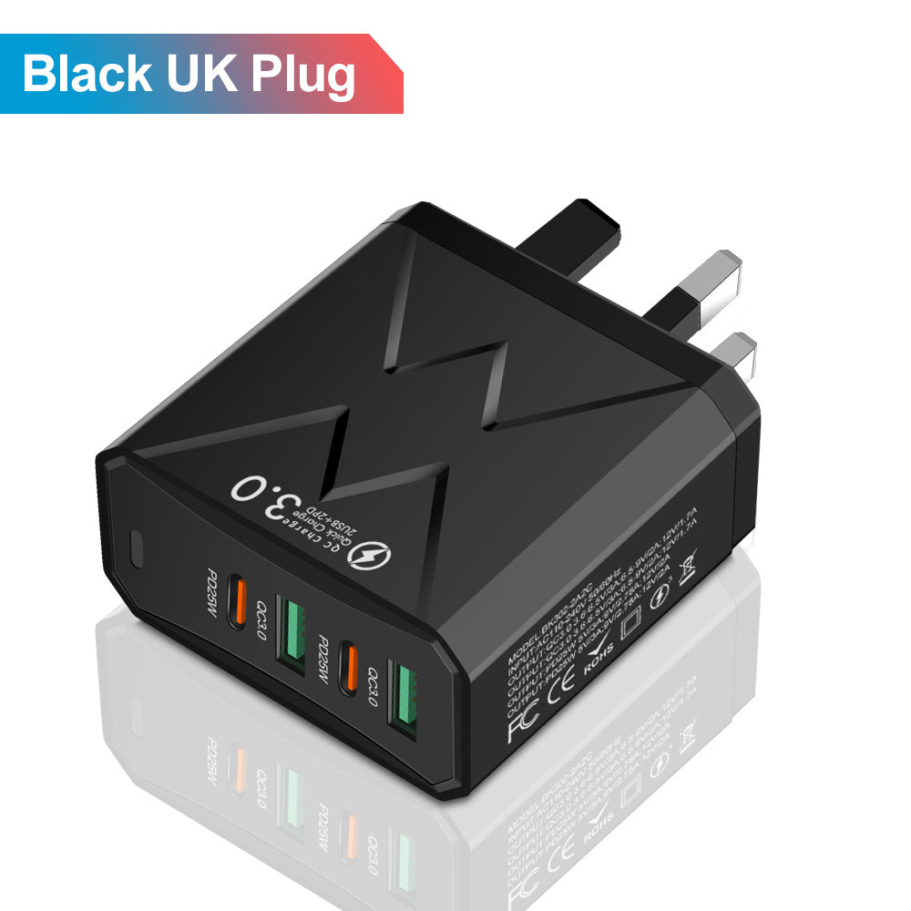 2USB+2PD mobile phone charger, tablet plug, super fast charging, multi port power supply