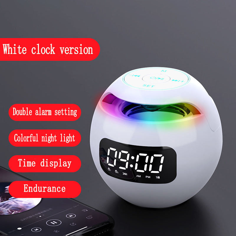 Clock Colorful Bluetooth Speaker Mini Portable Home Ball Plug in Card Small Steel Gun Computer Audio