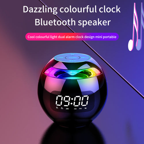 Clock Colorful Bluetooth Speaker Mini Portable Home Ball Plug in Card Small Steel Gun Computer Audio